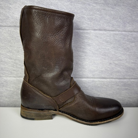 Vintage Brown Leather Moto Boots Women's 6 Buckle Made in‎ USA - Picture 8 of 13